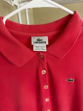 Lacoste Pink-Red (Bright Salmon) Women's Polo with Crocodile Patch
